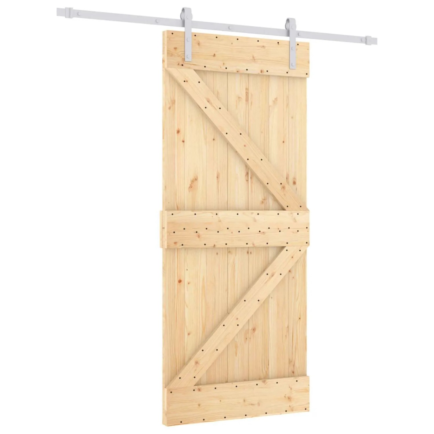vidaXL Schiebetür Natur und Weiß 90 x 210 cm Massives Kiefernholz 3444949