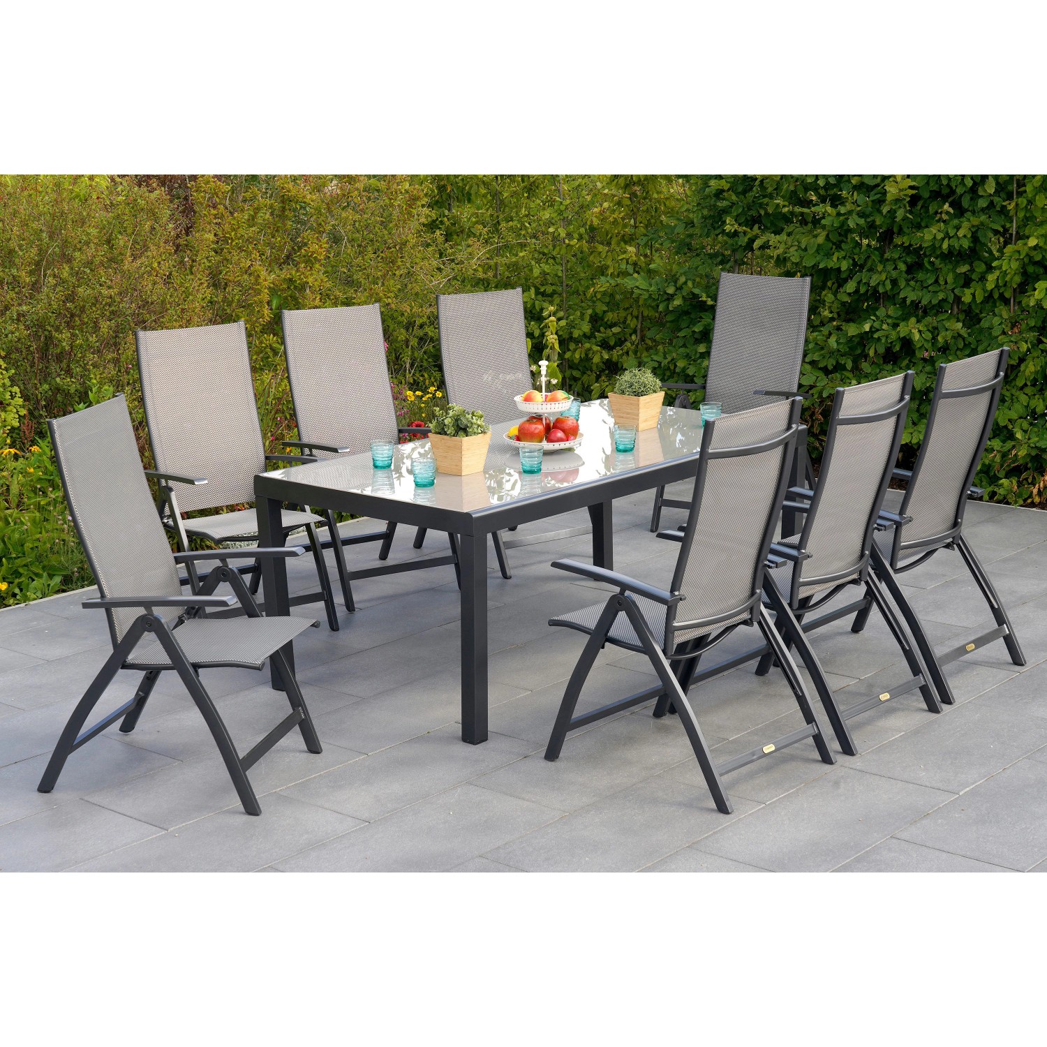 Merxx Vicenza Set 9-tlg. 8 Klappsessel Gartentisch 190 x 100 cm günstig online kaufen