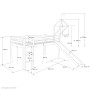 Homestyle4u Hochbett 90x200 mit Vorhang Lattenrost Matratze Rutsche Tunnel Turm Weiß 2573_4