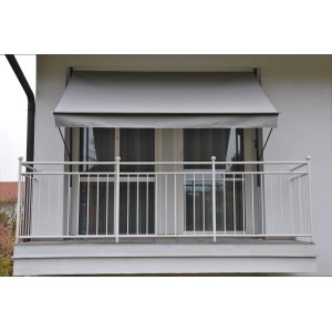 Angerer Klemmmarkise Style Granit, 150x150 cm, hellgraue Markise am Balkon ohne Bohren.