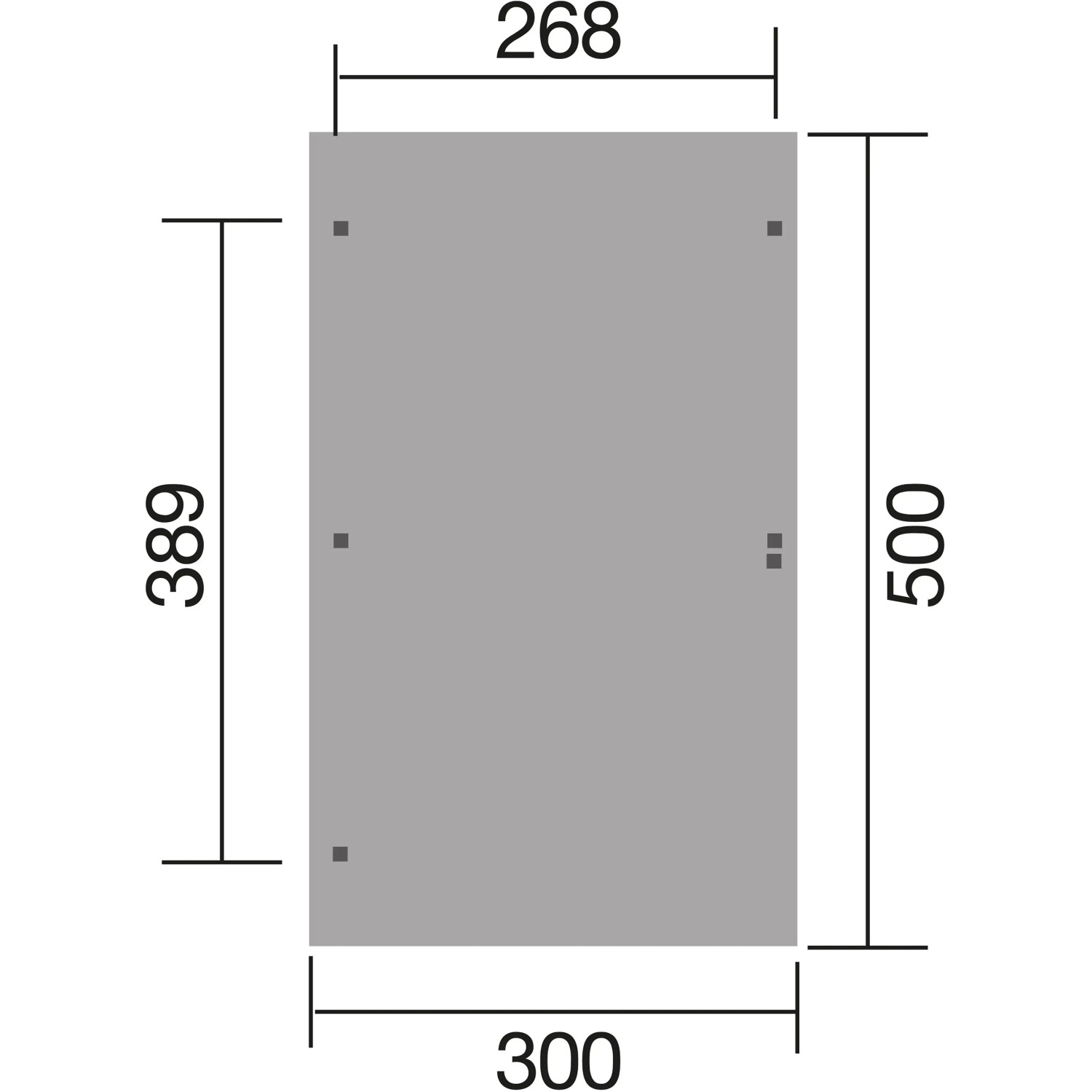 Technische Zeichnung Weka Einzelcarport 606 A mit Rundbogen, Maße 300x500 cm.