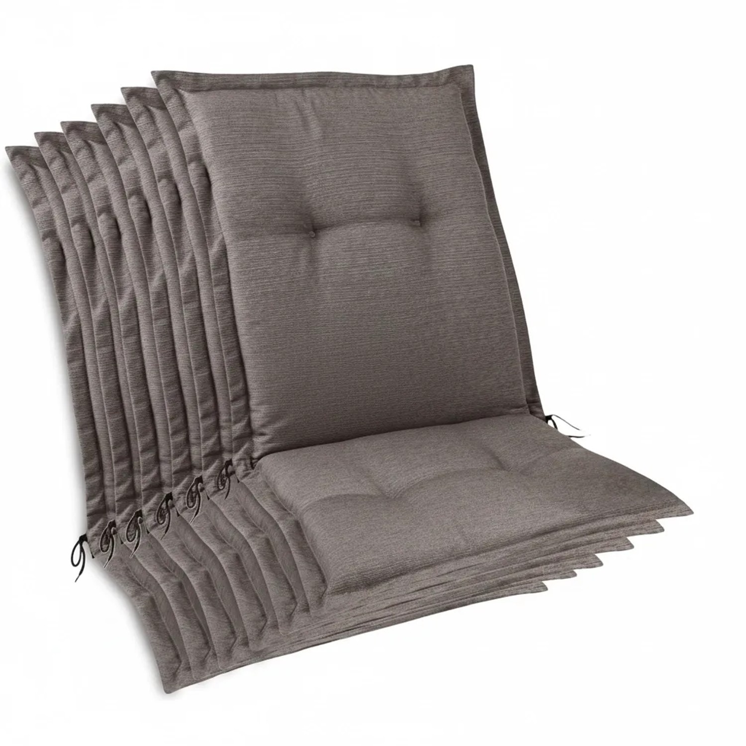 Beautissu 6er Set Premium Gartenstuhlauflage Niedriglehner 105x50x7cm Taupe günstig online kaufen