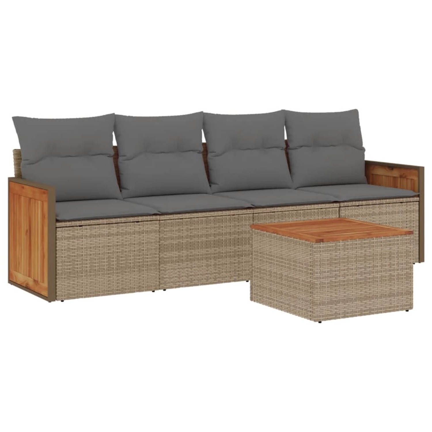 vidaXL 5-Tlg Garten-Sofagarnitur mit Kissen Beige Poly Rattan 3227459 günstig online kaufen