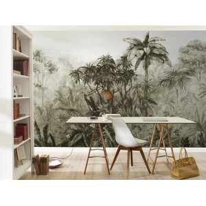 Rasch Digitaltapete Florentine III: Dschungel-Fototapete in Sepia mit Palmen und tropischen Pflanzen.