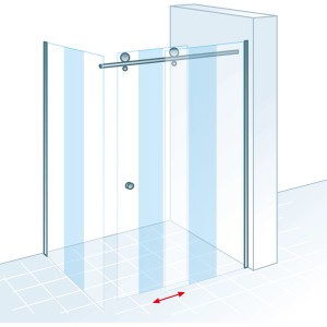 Schulte ExpressPlus Gleittür mit Seitenwand, Chromoptik, 90x120cm. Duschtür aus Glas mit Schiebetür.