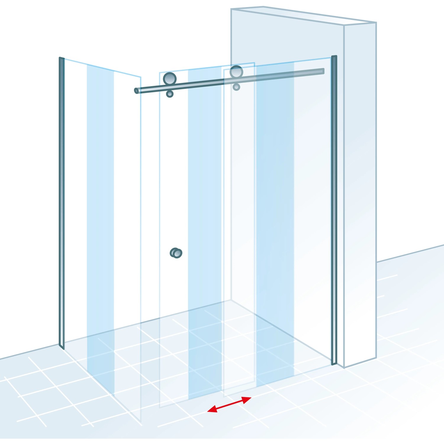 Schulte ExpressPlus Gleittür mit Seitenwand, Chromoptik, 90x120cm. Duschtür aus Glas mit Schiebetür.