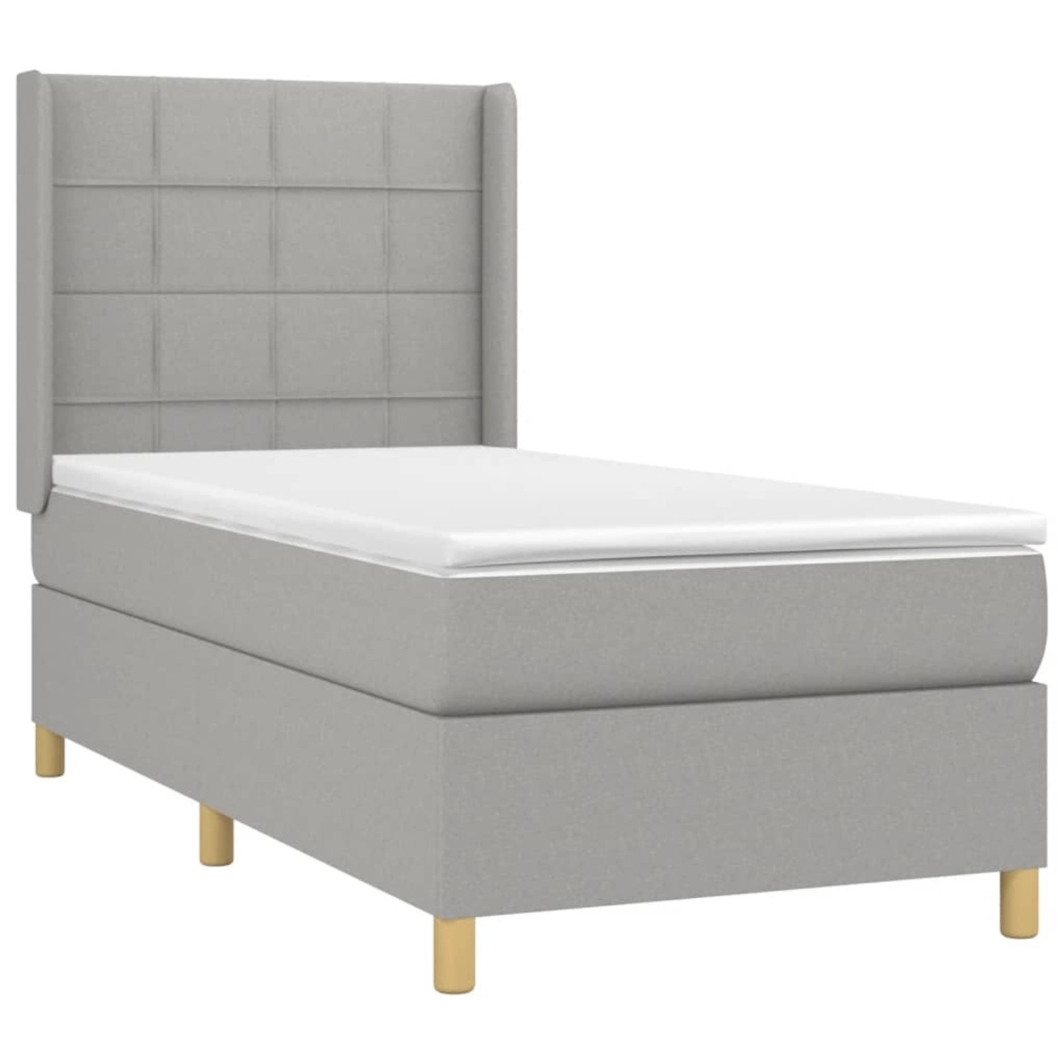 vidaXL Boxspringbett mit Matratze & LED Hellgrau 100x200 cm Stoff 3138853 günstig online kaufen