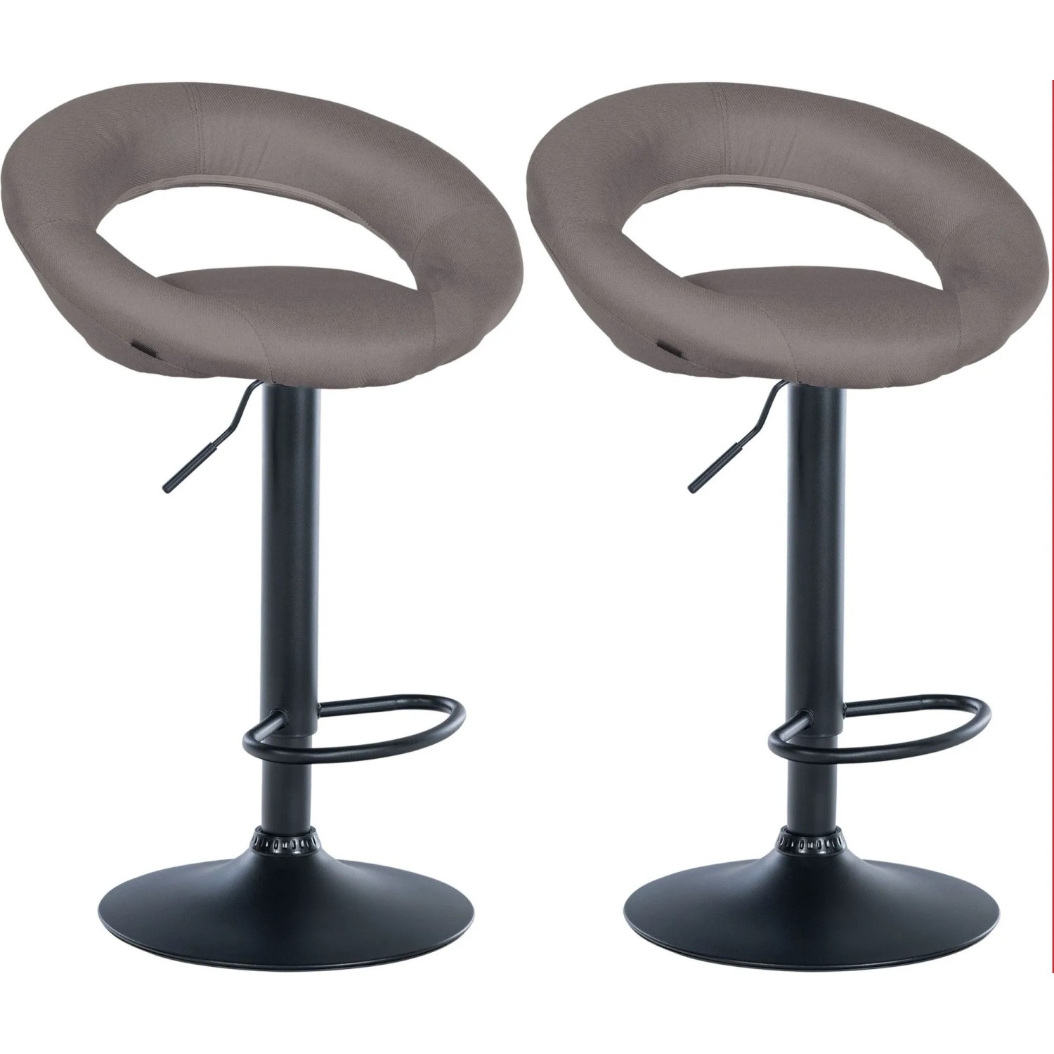 DELUKE 2er Set Barhocker MEKIM Stoff Grau 52x47x77cm Schwarz Barstuhl Höhenverstellbar Mit Lehne Drehbar Tresenhocker Tr...