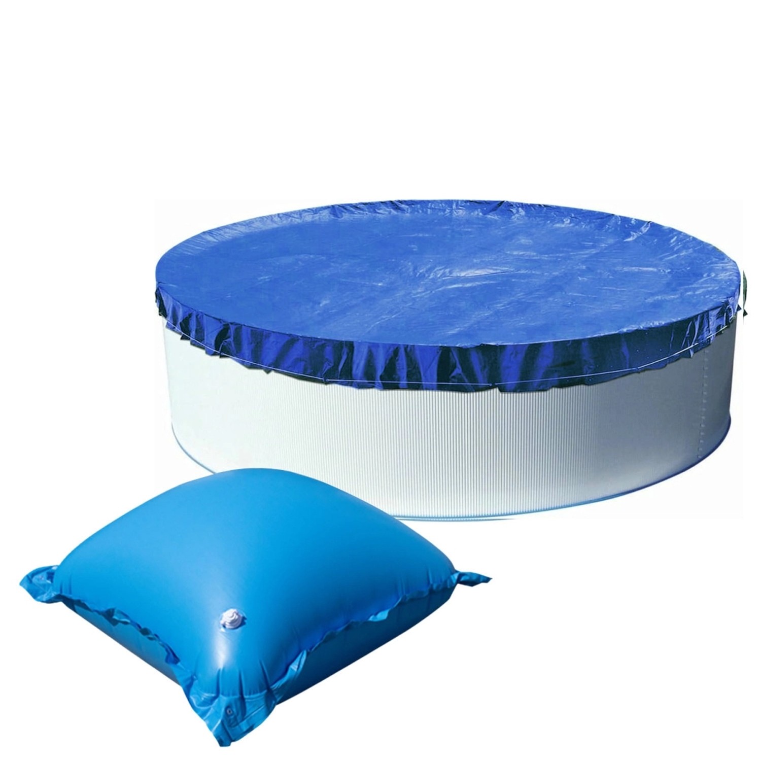 Thumbnail - Evolution Abdeckplane mit 5 Luftkissen SET Rund 300/320cm Blau Übermaß Winter Pool