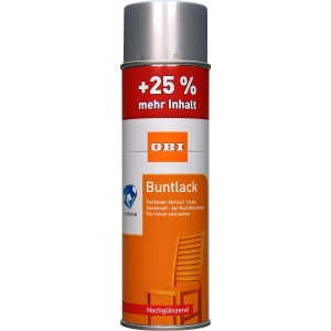 OBI Buntlack Spray RAL 9006 Weißalu hochglänzend, 500ml Dose.