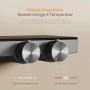 Detailaufnahme des Emke Duschsystems mit Thermostat in Anthrazit: Drehregler für Wassermenge und Temperatur.