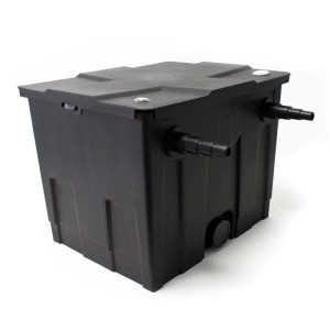 SunSun Teichfilter für Teiche bis 12000l, mit Anschlüssen und schwarzem Gehäuse.