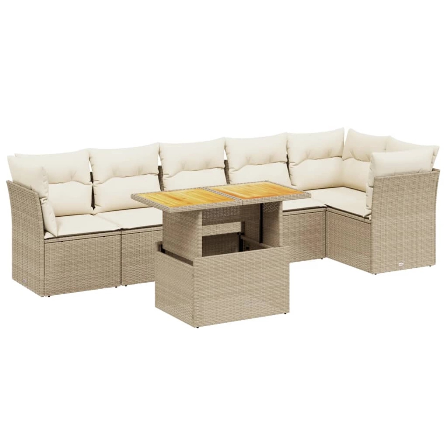 vidaXL 7-tlg Garten-Sofagarnitur mit Kissen Beige Poly Rattan Modell 347 günstig online kaufen