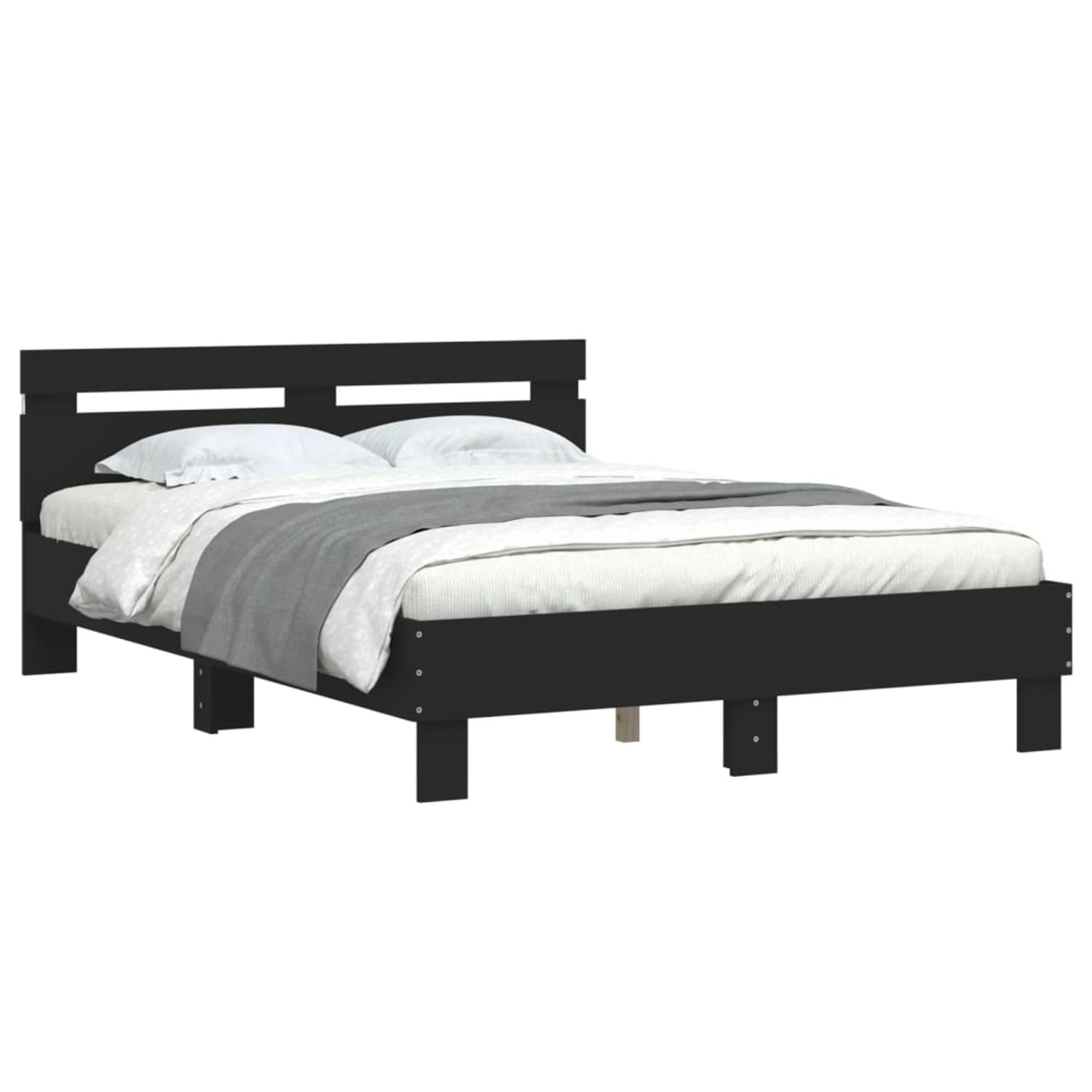 vidaXL Bettgestell mit Kopfteil LED-Beleuchtung Schwarz 135x190 cm 3207568 günstig online kaufen
