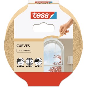 Tesa Malerband Kurven, 25 m x 38 mm, zum Abkleben von Rundungen und unregelmäßigen Formen.