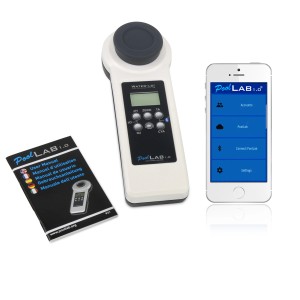 Water-i.d. PoolLab 1.0 Poolwassertester mit App und Zubehör zur Wasseranalyse.