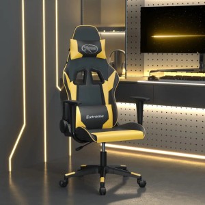 vidaXL Gaming-Stuhl mit Massagefunktion Schwarz & Golden Kunstleder 345447