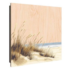 Banjado Schlüsselkasten aus Holz, 30x30cm, mit Dünenlandschaft Motiv. Schlüsselbox mit 50 Haken, Scharnier rechts.