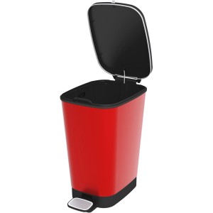 Roter Tritt-Abfalleimer Chic M, 25 l, mit offenem Deckel. Ideal für Küche & Bad.