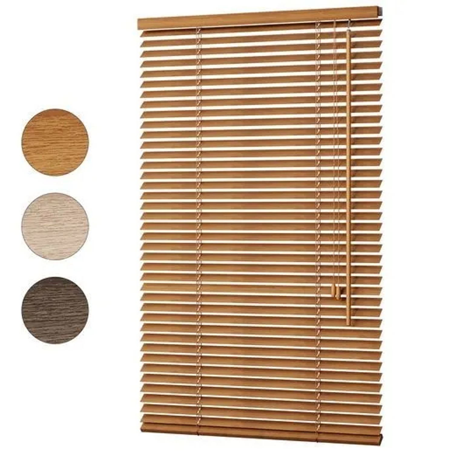 Sekey Holzjalousie in Walnussholzoptik mit 35mm Lamellen. Flexibler Sicht- und Sonnenschutz für Fenster.
