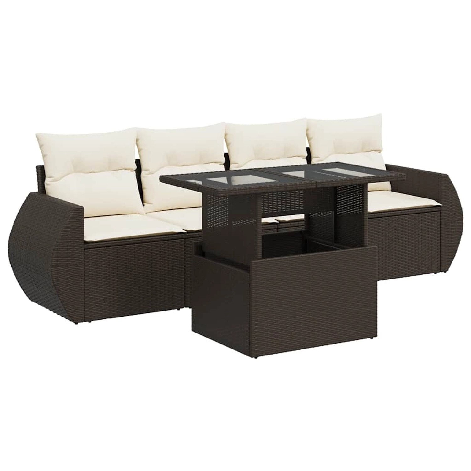 vidaXL 5-Tlg Garten-Sofagarnitur mit Kissen Braun Poly Rattan 3326564 günstig online kaufen