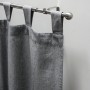 Gardinia Gardinenstangen-Set Kos Edelstahl, ausziehbar mit grauer Gardine.