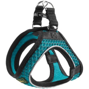 Türkisfarbenes Hunter Hundegeschirr Hilo Comfort Gr. S-M aus Mesh-Material.