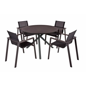 Anthrazitfarbenes 5-teiliges Lounge-Gartenmöbel-Set 'Garden Pleasure Sophia' mit rundem Tisch und vier Stühlen.