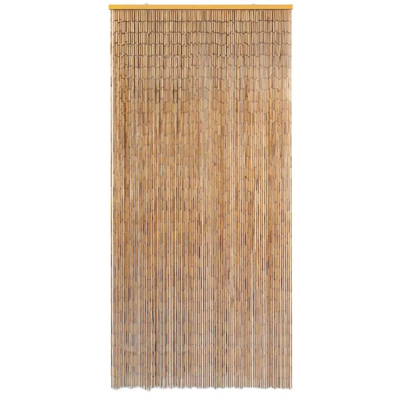 Brauner Insektenschutz Türvorhang aus Bambus, 100x220 cm. Fenstervorhang mit Holzleiste und Bambussträngen.