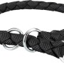 Schwarzes Trixie Zugstopp Halsband Cavo, Größe L-XL, geflochten, mit zwei Metallringen.