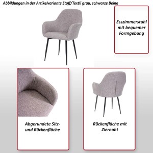 MCW Esszimmerstuhl F18 6er-Set, Samt Schwarz, goldene Beine. Polsterstuhl mit abgerundeter Form.
