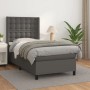 Graues vidaXL Boxspringbett (90x200 cm) mit Kunstleder und Matratze. Bett mit gestepptem Kopfteil.