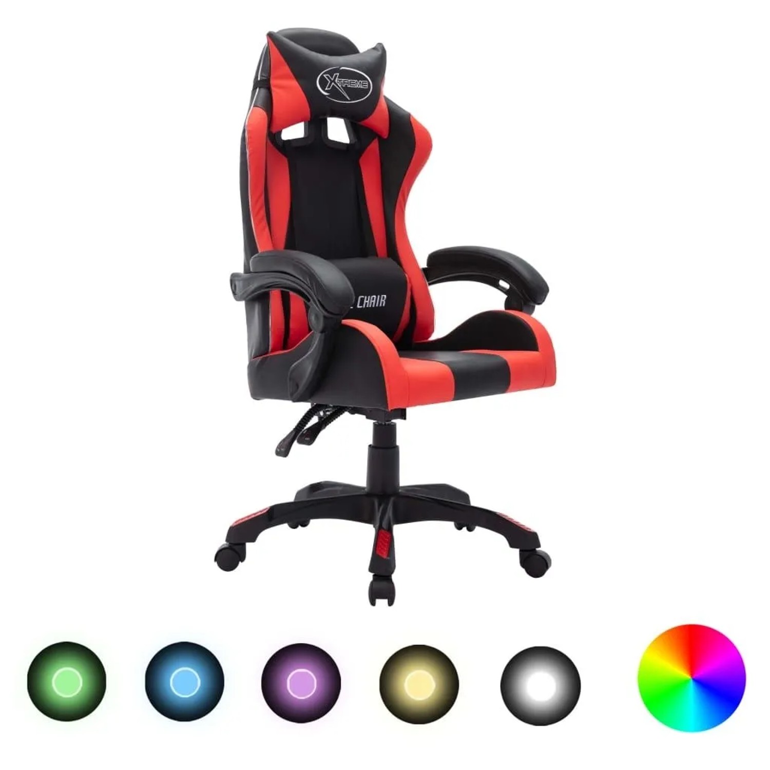vidaXL Gaming-Stuhl mit RGB LED-Leuchten Rot und Schwarz Kunstleder 287997 günstig online kaufen