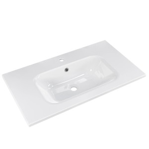 Pelipal Quantum 07 Einzelwaschtisch, 81 cm, Mineralmarmor Weiß, mit Hahnloch