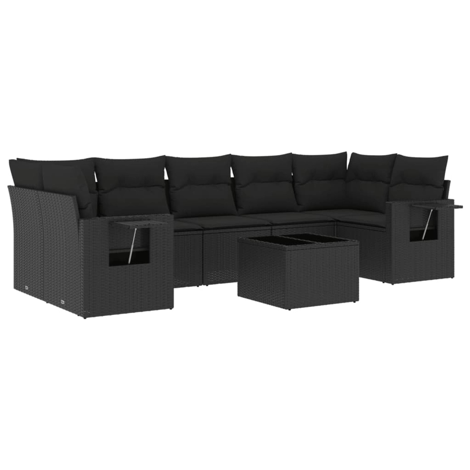 vidaXL 8-tlg Garten-Sofagarnitur mit Kissen Schwarz Poly Rattan Modell 195 günstig online kaufen