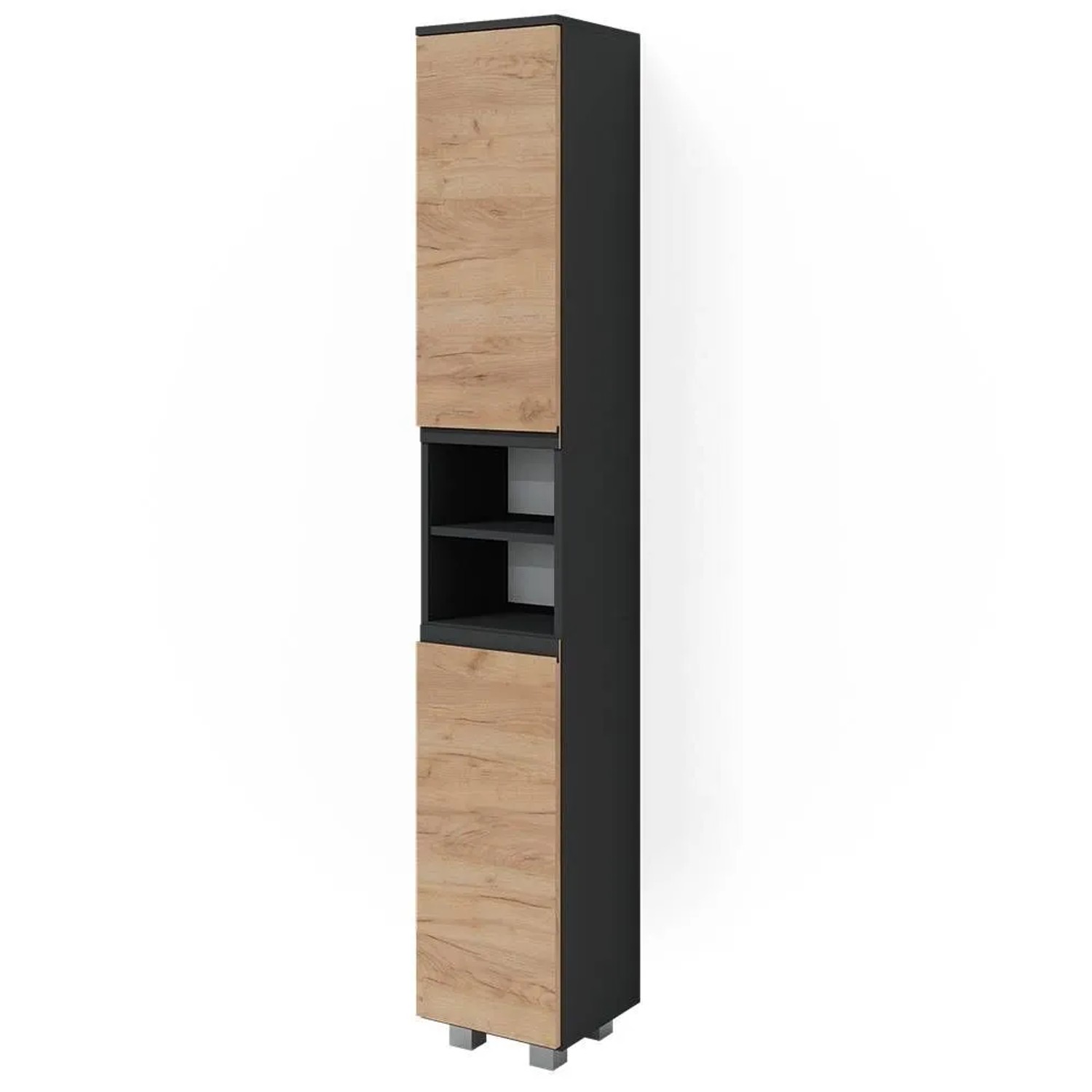 Vicco Badschrank J-Shape Anthrazit/Goldkraft Eiche 30 x 190