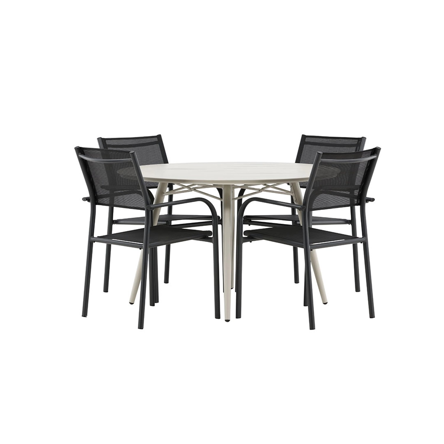 ebuy24 LinaSantorini Gartenset 1 Esstisch 4 Stühle Beige Tisch cm H74xB120x günstig online kaufen