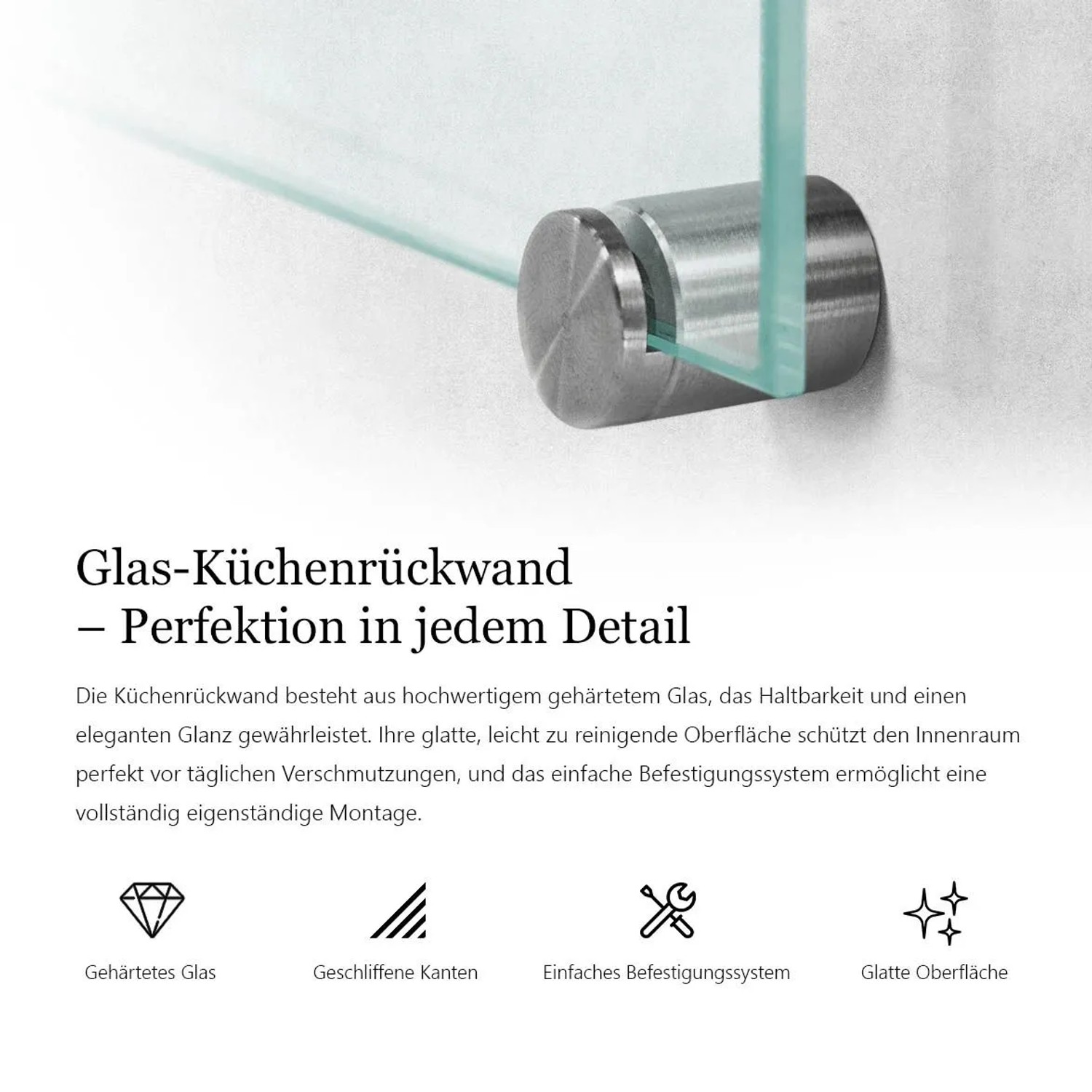 Tulup Küchenrückwand Glas Transparent Spritzschutz Küche Glas Durchsichtig 60x40 cm Spritzschutz Glas für Küche Transparent_4