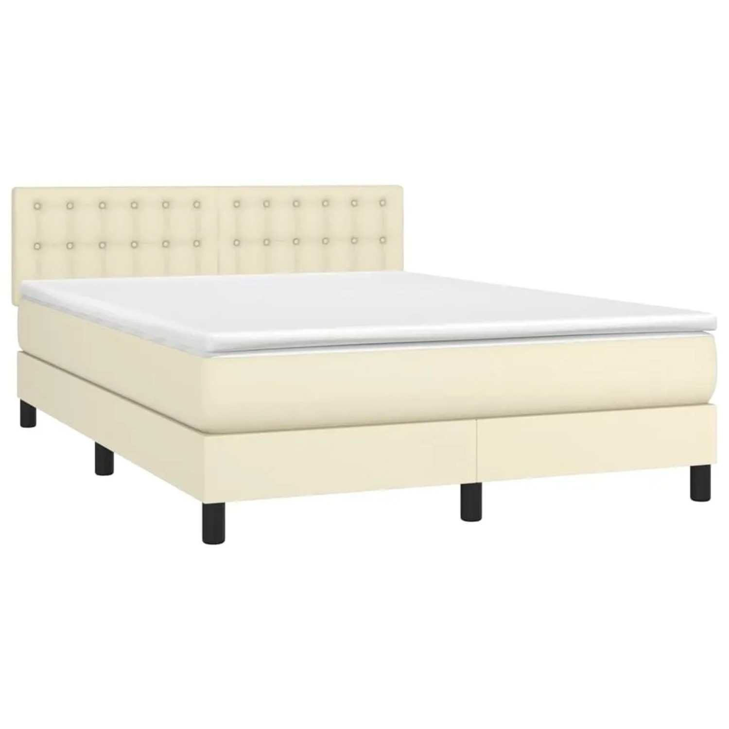 vidaXL Boxspringbett mit Matratze & LED Creme 140x190 cm Kunstleder 3134221