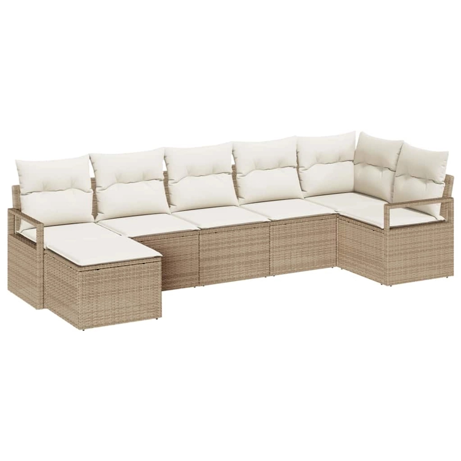 vidaXL Garten-Sofa-Set 7-Tlg Beige Poly Rattan 3346471 günstig online kaufen