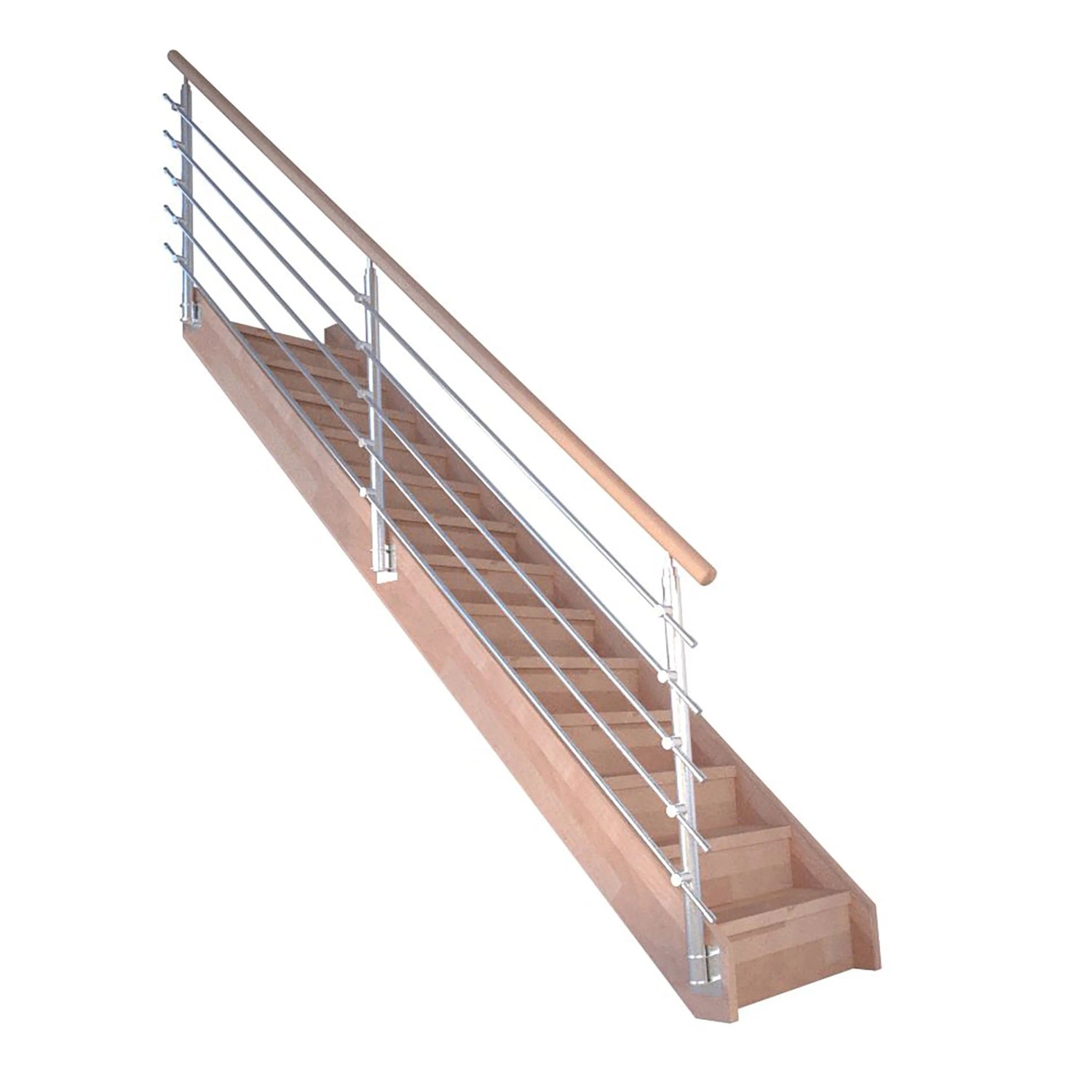Treppe Mykonos Pro Buche Gerade 90 cm Setzstufen Design-Geländer-Edelstahl günstig online kaufen