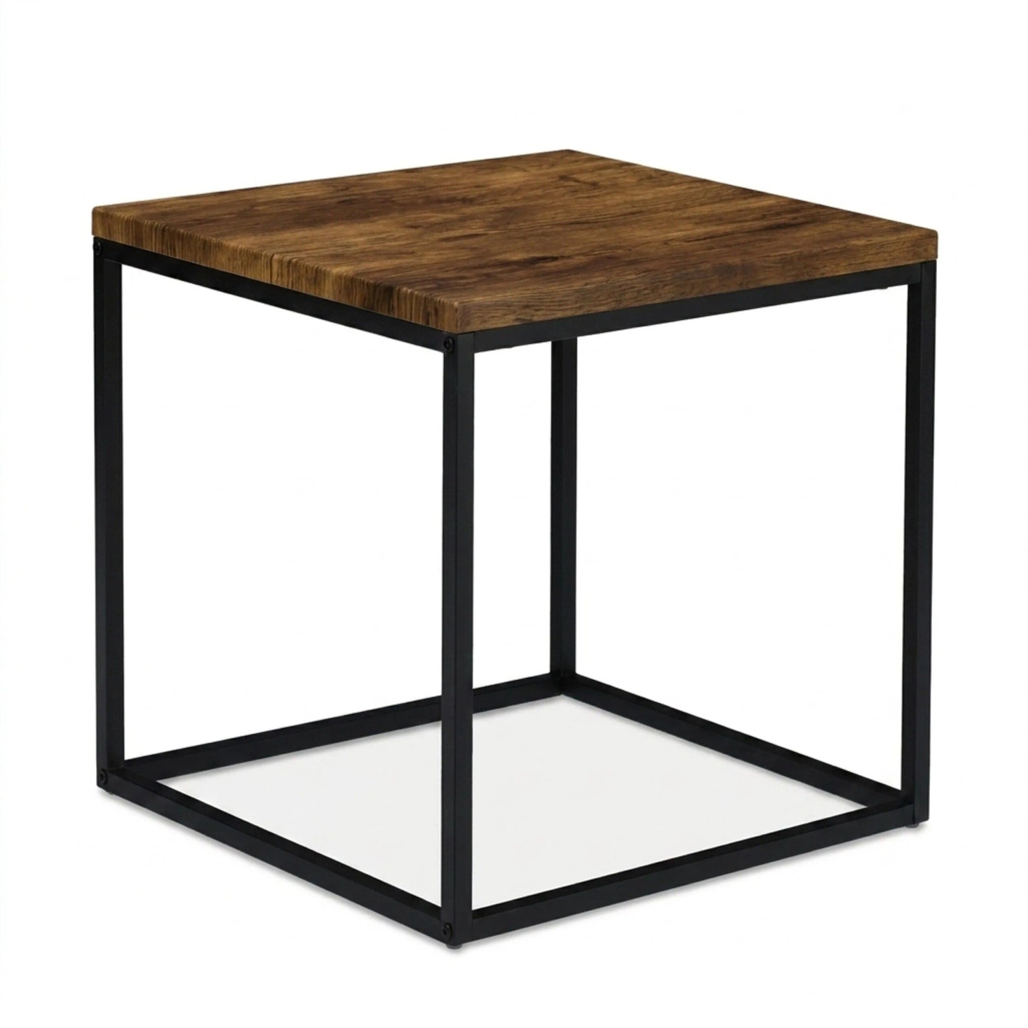 Relaxdays Beistelltisch Stahl MDF Braun Schwarz Industrial Design 45 cm x 45 cm x 45 cm 4,5 kg