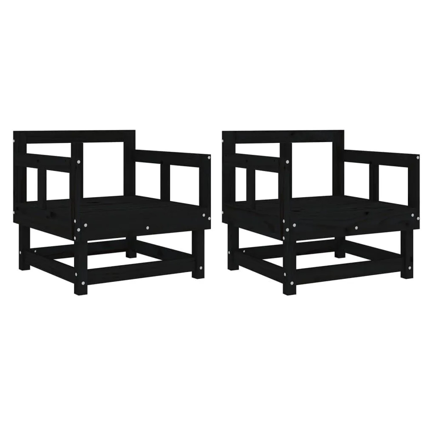 vidaXL Gartenstühle 2 Stk Schwarz Massivholz Kiefer 825391