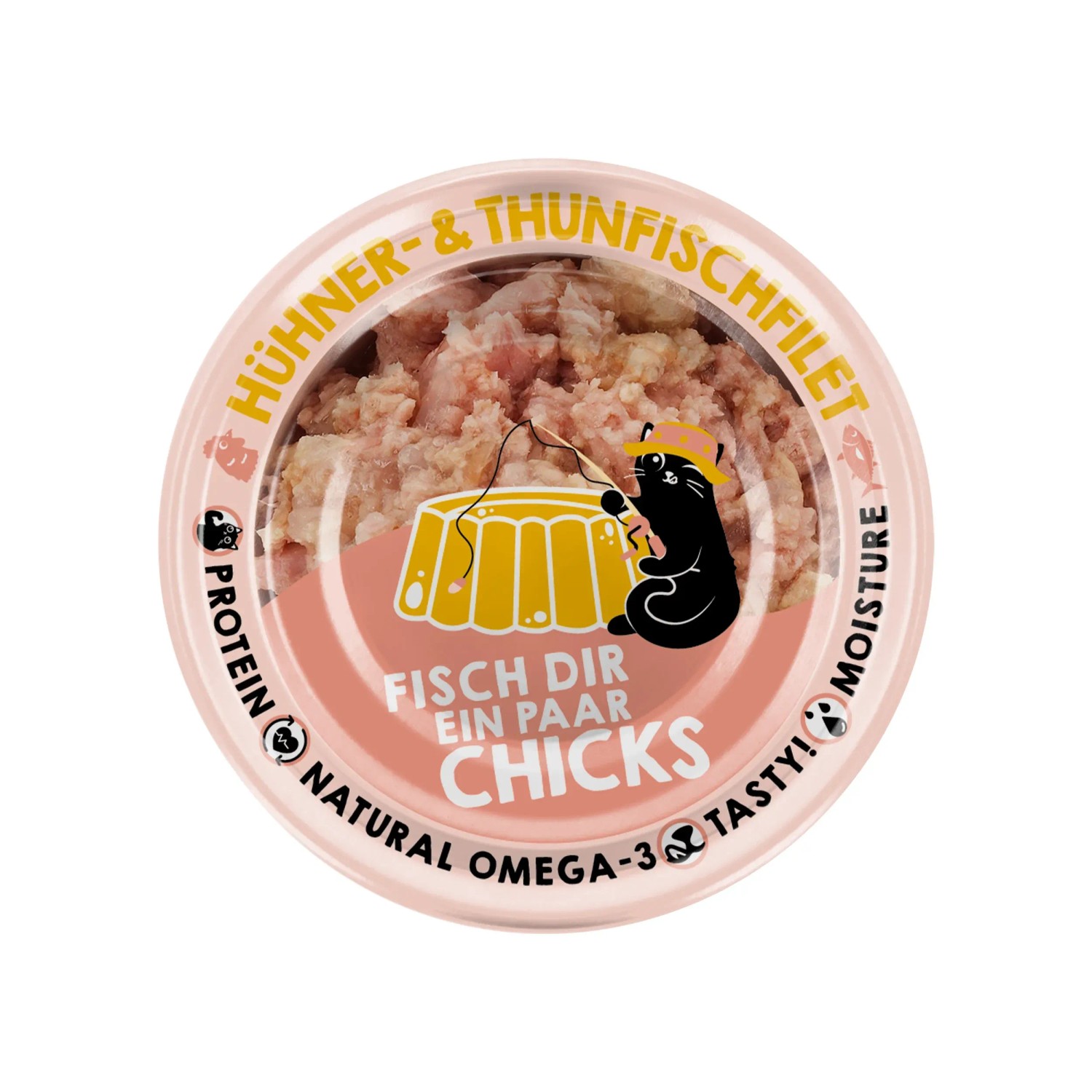 Lucky Lou Katzen-Nassfutter Thunfisch & Huhn in Jelly, 70g Dose. Ergänzungsfutter für Katzen.