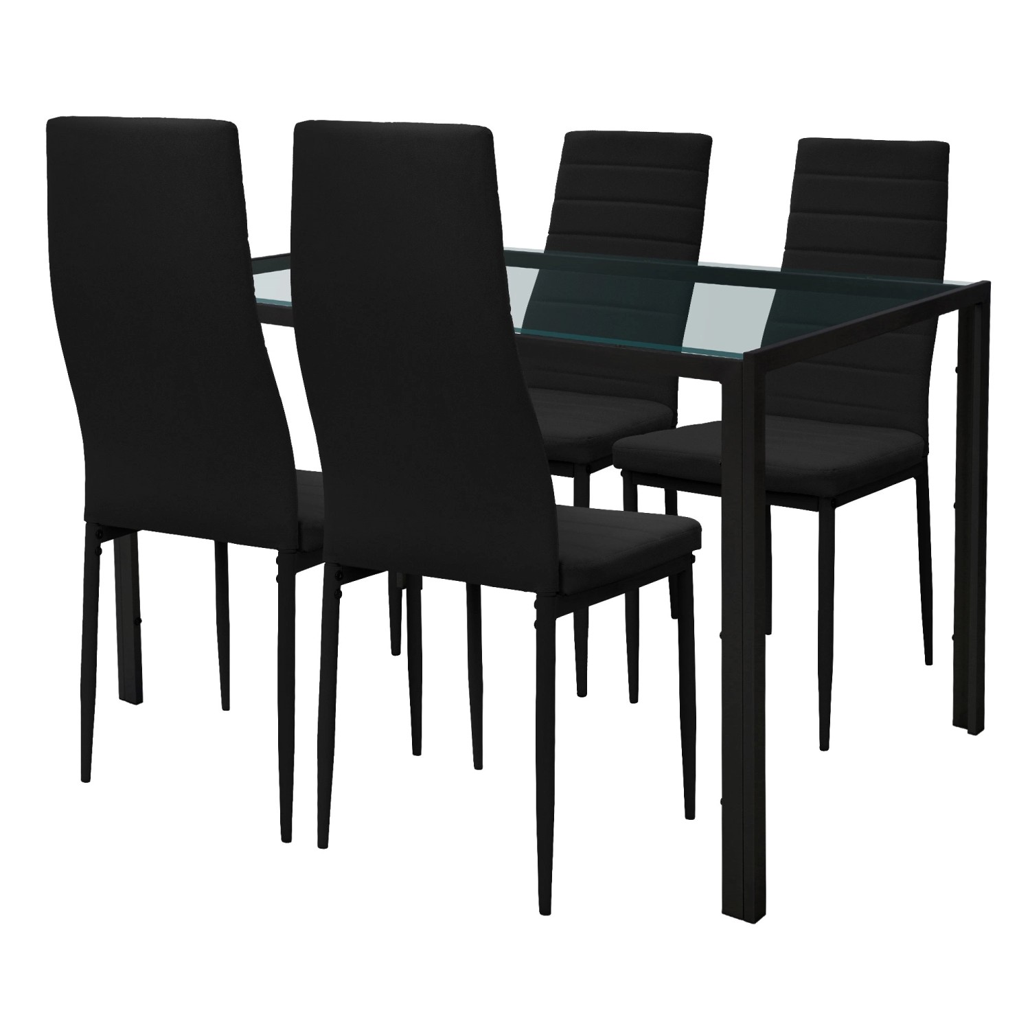 ML-Design Essgruppe 5Tlg für 4 Personen Schwarz Glasplatte Tisch Esszimmers günstig online kaufen