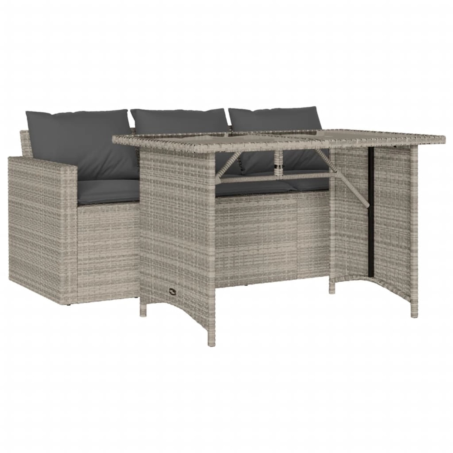 vidaXL 2-Tlg Garten-Essgruppe mit Kissen Hellgrau Poly Rattan 366334 günstig online kaufen