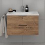 Steinkamp Waschtischunterschrank Living 2.0 Eiche mit GROHE Essence Waschbecken, 80 cm breit.