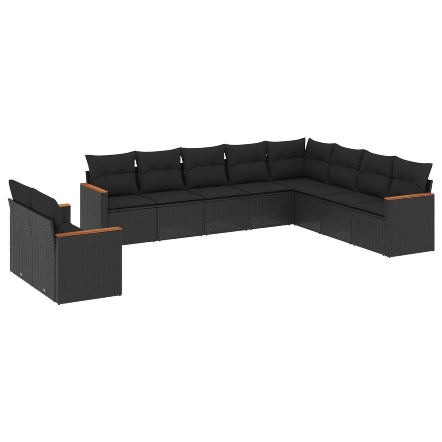 vidaXL 10-Tlg Garten-Sofagarnitur mit Kissen Schwarz Poly Rattan 3226111 günstig online kaufen