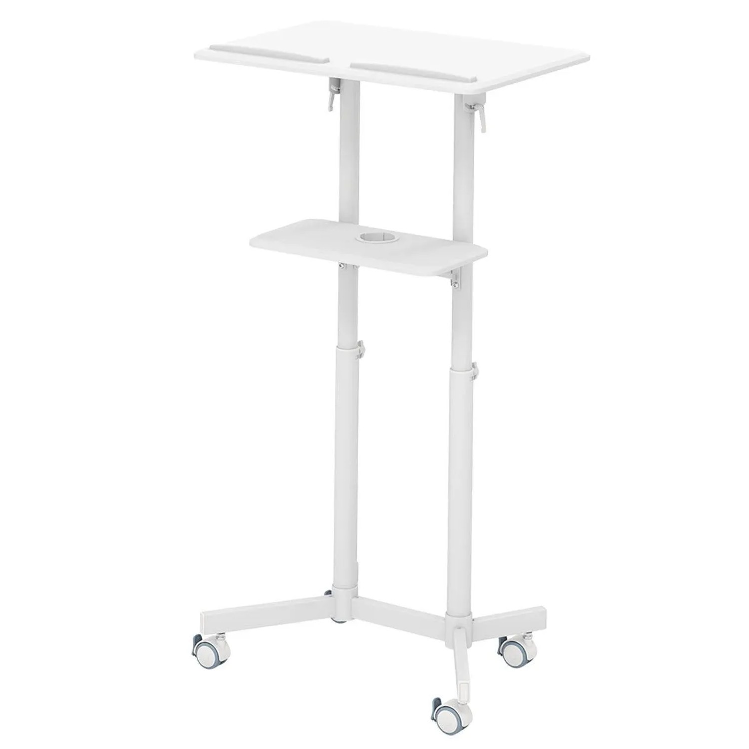 Costway Stehpult Höhenverstellbarer Kanzelständer mit Rollen Weiß