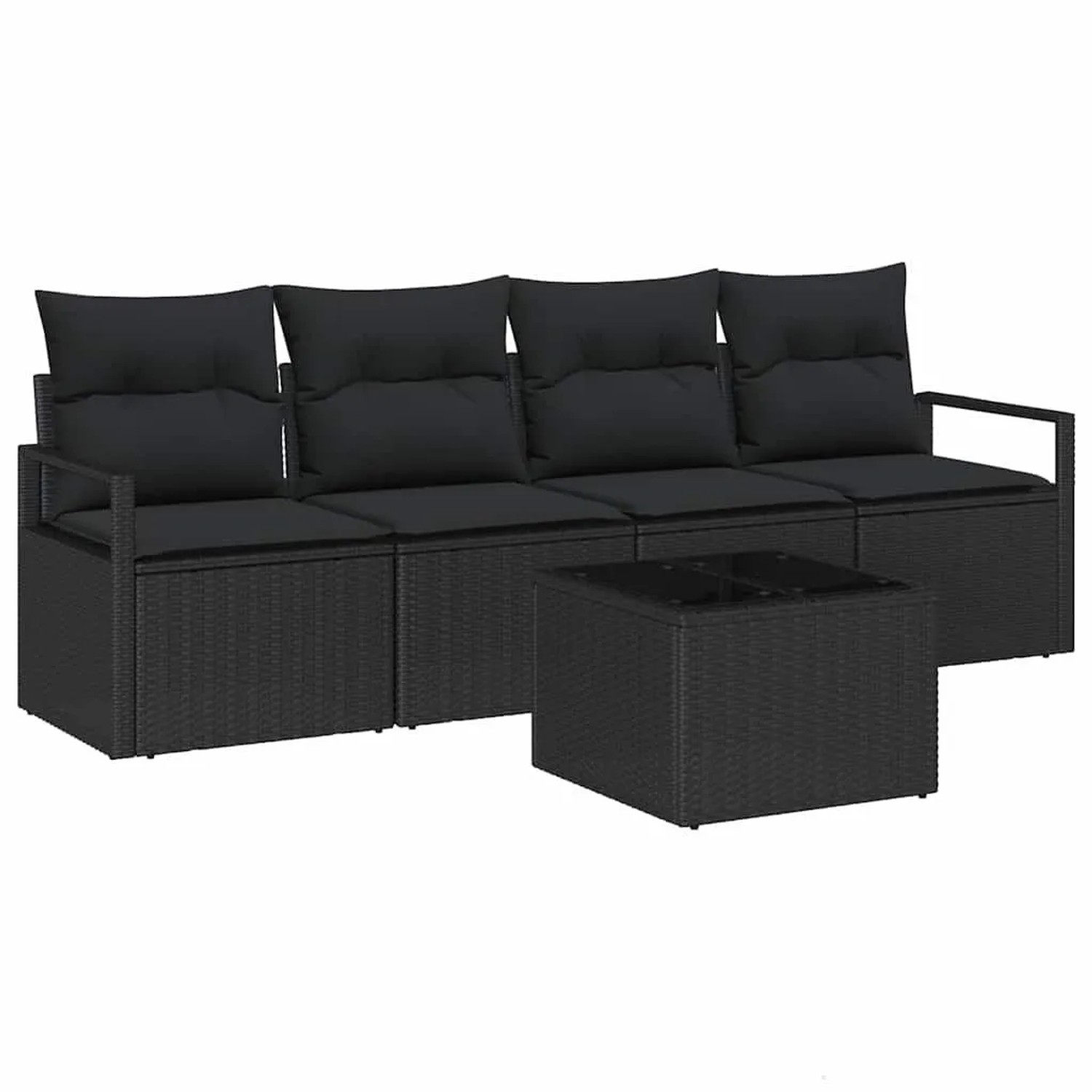vidaXL Sofa Set mit Kissen mit Speicher 5-Tlg Schwarz Poly-Rattan 3354922 günstig online kaufen